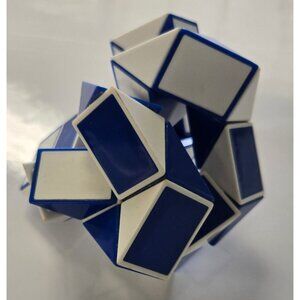 Vintage Rubik's Twist/Snake Toy Blue And White Fidget Toy Shapes